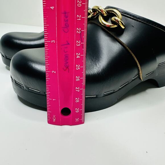 NIB Saint Laurent YSL Le Maillon EU 37 US 7 Chain Clogs Black Leather Shoes $945 - Picture 9 of 15